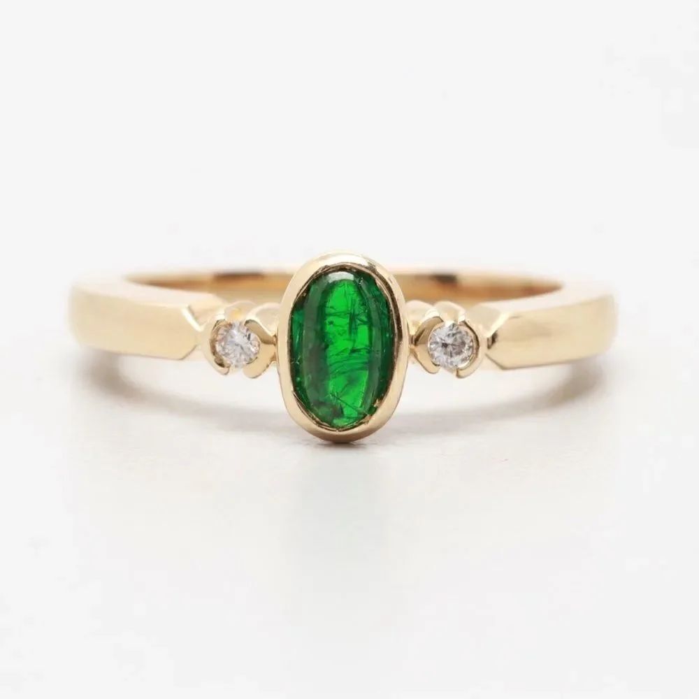 14K gold diamond and emerald ring size 6.25